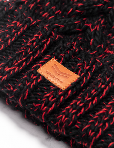 Black and red beanie with...