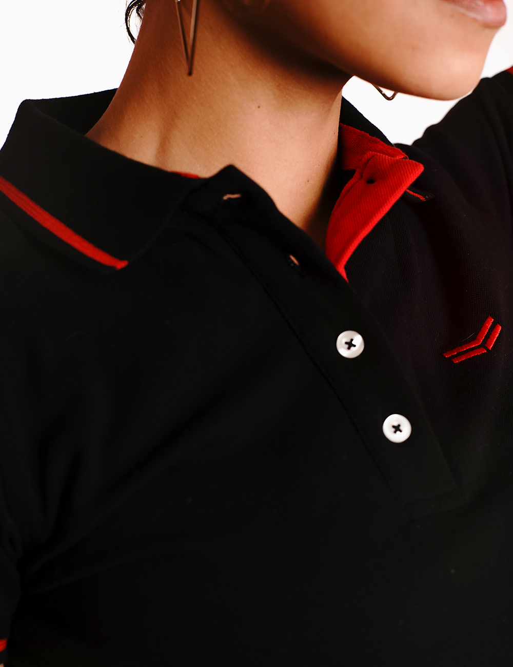 Women's black polo shirt