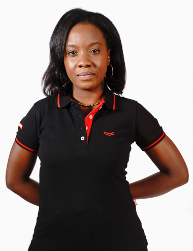 Women's black polo shirt